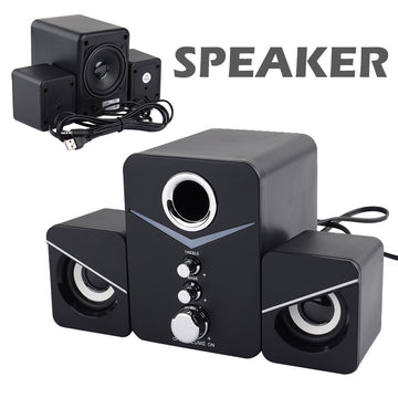 MAYITR 3pcs Surround Bass Stereo Portable Computer Speaker Multimedia Speakers With Subwoofer for Desktop PC Computer