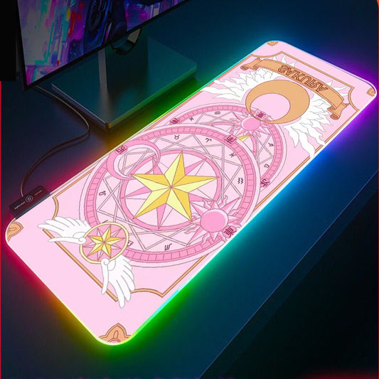 Pink Magic Wand Animation RGB 900*400 Rubber Gaming Mouse Pad LED Laptop Keyboard Mat Anti-slip Best Choice CS GO Mousepad Xxl