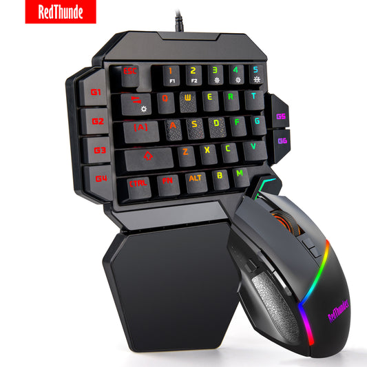 RedThunder One-Handed Mechanical Gaming Keyboard RGB Backlit Portable Mini Gaming Keypad Game Controller for PC PS4 Xbox Gamer