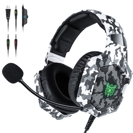 ONIKUMA K8 PS4 Headset Camouflage casque Wired PC Gamer Stereo Gaming Headphones with Microphone LED Lights for XBox One/Laptop