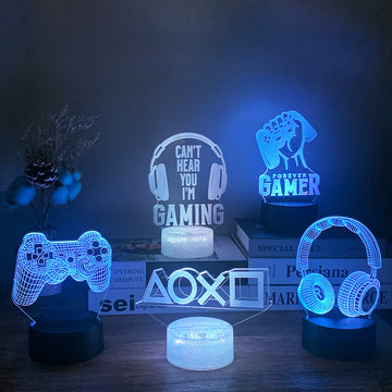 3D Night Lamp Gaming Room Desk Setup Lighting Decor on the table Game Console Icon Logo Sensor Light for Kids Bedside Gift