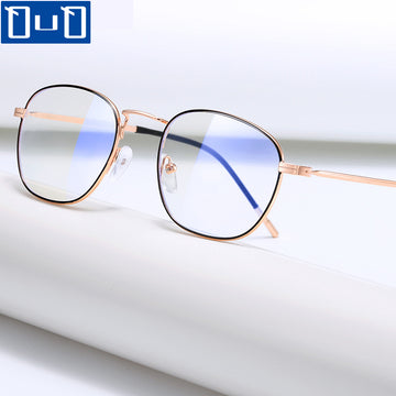 Qutzzmnd Ultralight Metal Anti Blue Light Glasses Women Men Vintage Eyeglasses Eye Protection Blue Ray Blocking Computer Goggles