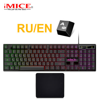 Gamer Keyboard And Mouse For Computer Pc RGB Gaming Keyboard Laptop Backlight Gamer Kit 104 Keycaps Russian Wired Usb Keyboard