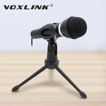 VOXLINK Microphone 3.5mm Wired Home Stereo Desktop Tripod MIC For PC YouTube Video Chatting Gaming Podcasting Recording Meeting