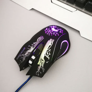 Wired Computer Mouse Gaming Mouse USB 4000DPI 6 Buttons Ergonomic Optical Mouse 4-speed Player Mouse Office Backlit Mouse