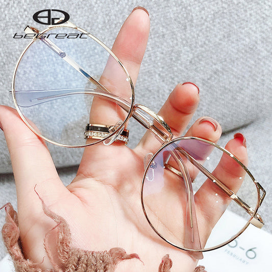 Trends Office Cat Eye Anti Blue Light Glasses Women Blue Blocking Computer Goggles Oversized Big Size Eyeglasses Alloy Frame