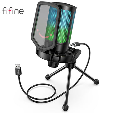 FIFINE Ampligame USB Microphone for Gaming Streaming with Pop Filter Shock Mount & Gain Control, Condenser Mic for Laptop/Computer