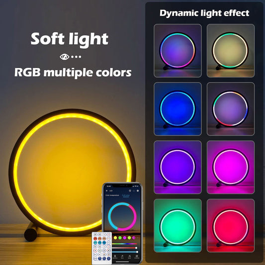 Color Changing Led Night Light Dimmable Modern Circle Table Lights Decor for Room Bedroom Gaming Atmosphere Photography Lighting