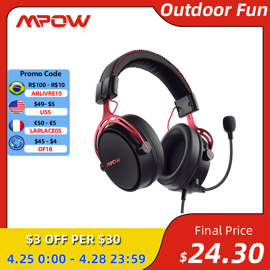 Mpow/Soulsens Air SE PS4 Gaming Headset 3D Surround Sound Wired Headphones with Noise Cancelling Mic for PS4 PS5 Xbox One Switch