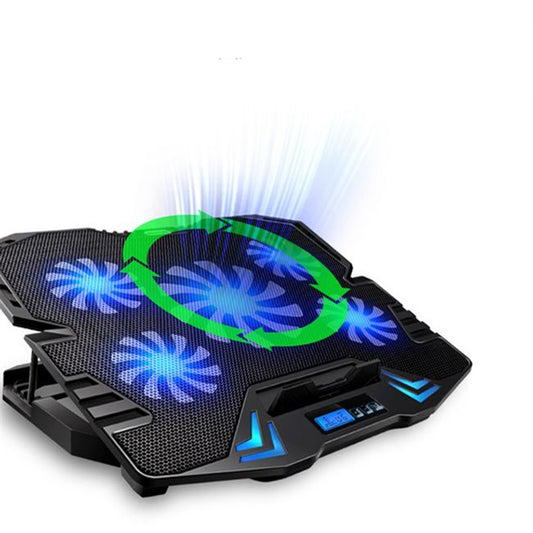 12-15.6inch Gaming Laptop Cooler - Five Fan LED Screen, Two USB Ports, Notebook Stand for Laptop