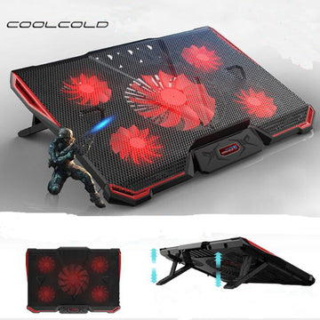 Laptop Cooler Cooling Pad Air-cooled 5 LED Fans 2 USB Ports Adjustable Holder Stand for 10-17 inch tablet Laptop - intl