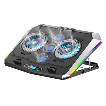 Notebook Cooler 5 Fans LED Screen RGB Lighting Effect for 12-17 Inch Notebook Cooling Pad Notebook Computer Stand