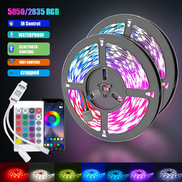 2835 5050 LED Strips Light Flexible RGB Lamp Ribbon TV Tape Waterproof Bluetooth WIFI Controller + adapter For app Alexa Diode