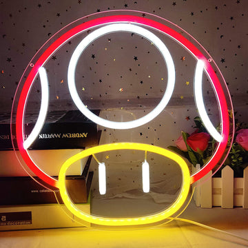 Game LED Neon Light Sign for Game Room Decor Super Mushroom Wall Decor Bedroom Man Cave Party Gaming Club Neon Night Light