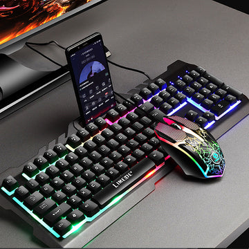 Fashion keyboard Mouse Wired keyboard with backlight keyboard Gamer kit 3200PDI Silent Gaming Mouse Set For PC Laptop Gaming