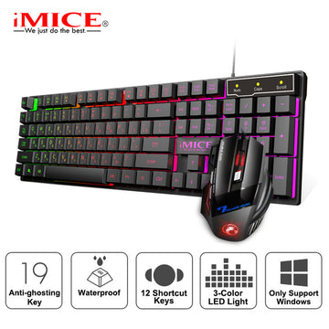 NEW NEW Gaming keyboard Wired Gaming Mouse Kit 104 Keycaps With RGB Backlight Russian keyboard Gamer Ergonomic Mause For PC