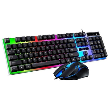 MF Wired USB Luminous Gaming Keyboard Mouse Suspension Rainbow Light Keyboard dan Tetikus Tablets Keyboards computerSet