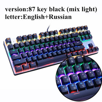 Metoo Edition Mechanical Keyboard 87 keys Blue Switch Gaming Keyboards for Tablet Desktop Russian sticker