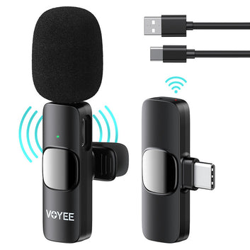 VOYEE Wireless Lavalier Microphone Live Streaming Wireless Microphone for Android Phone Video Recording Youtube Gaming Broadcast