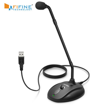 Fifine usb computer microphone 360 flexible gooseneck mic for broadcasting conference instrument recording vedio gaming