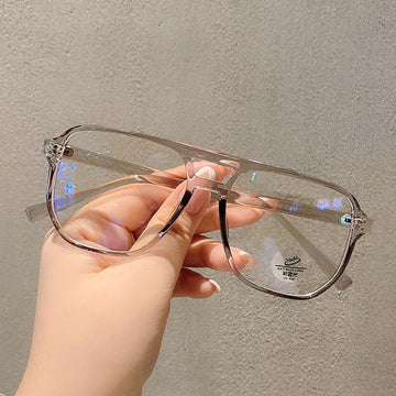 Transparent Anti Blue Light Double Beam Oversized Female Eyewear Optical Spectacle Reading Glasses Computer Glasses