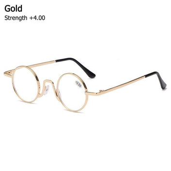 Japanese Classic Anti-blue Alloy Reading Glasses Women Round Anti-fatigue Presbyopic Glasses Blue Light Computer Grade Glasses